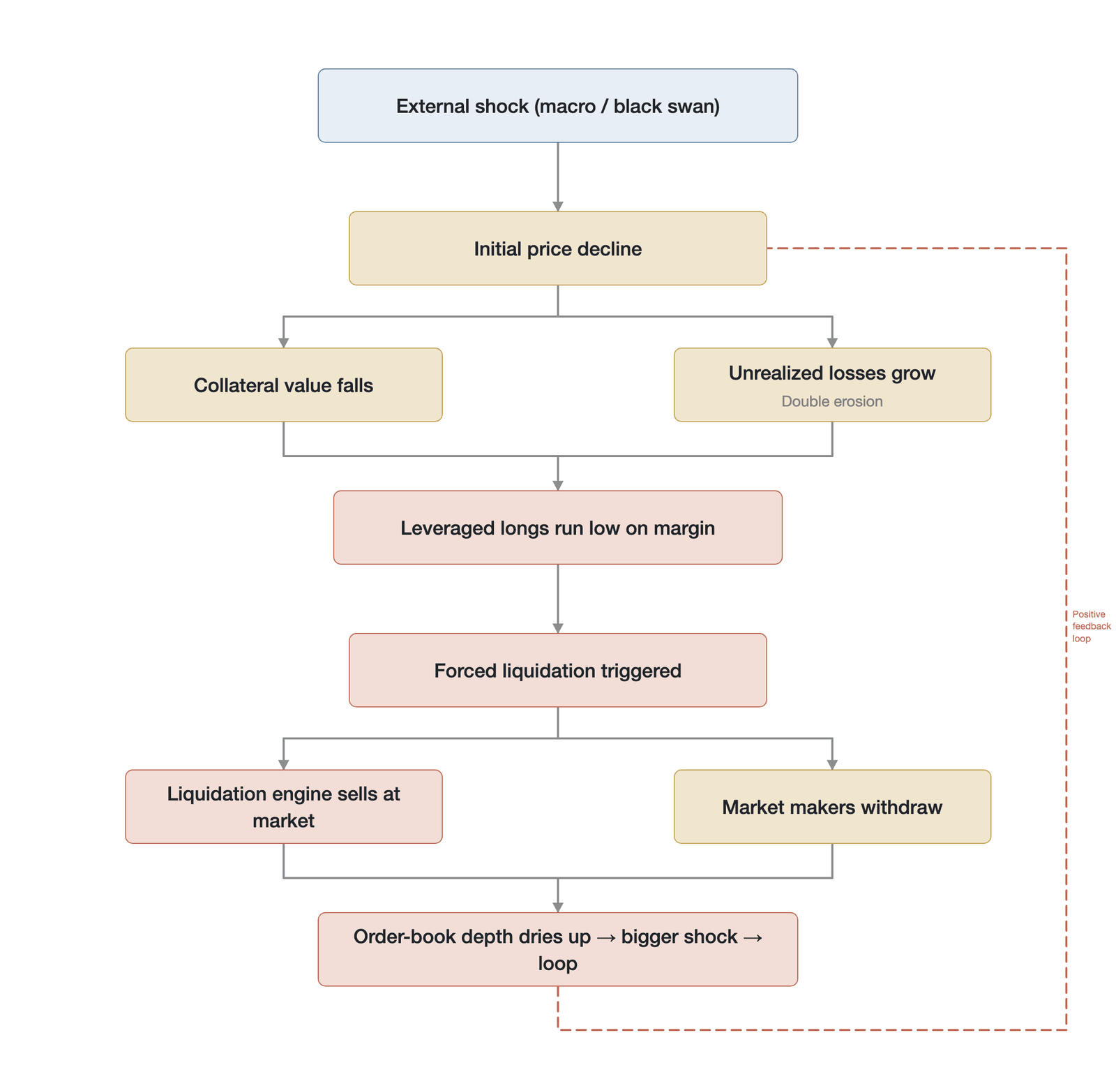 The reflexive positive feedback loop of a liquidation cascade
