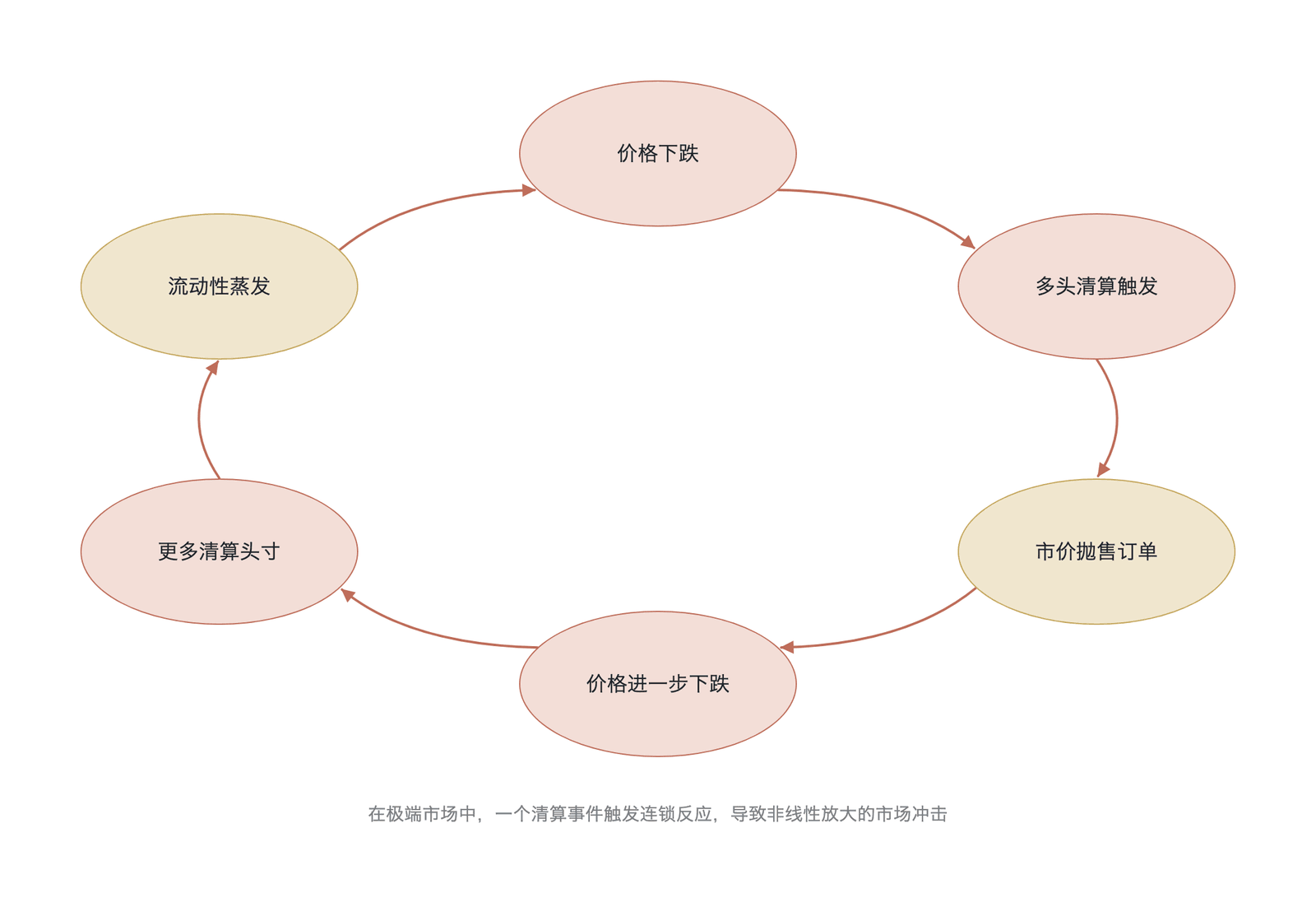 级联清算的正反馈循环机制示意(数据来源:作者绘制的机制示意图,非实测数据)