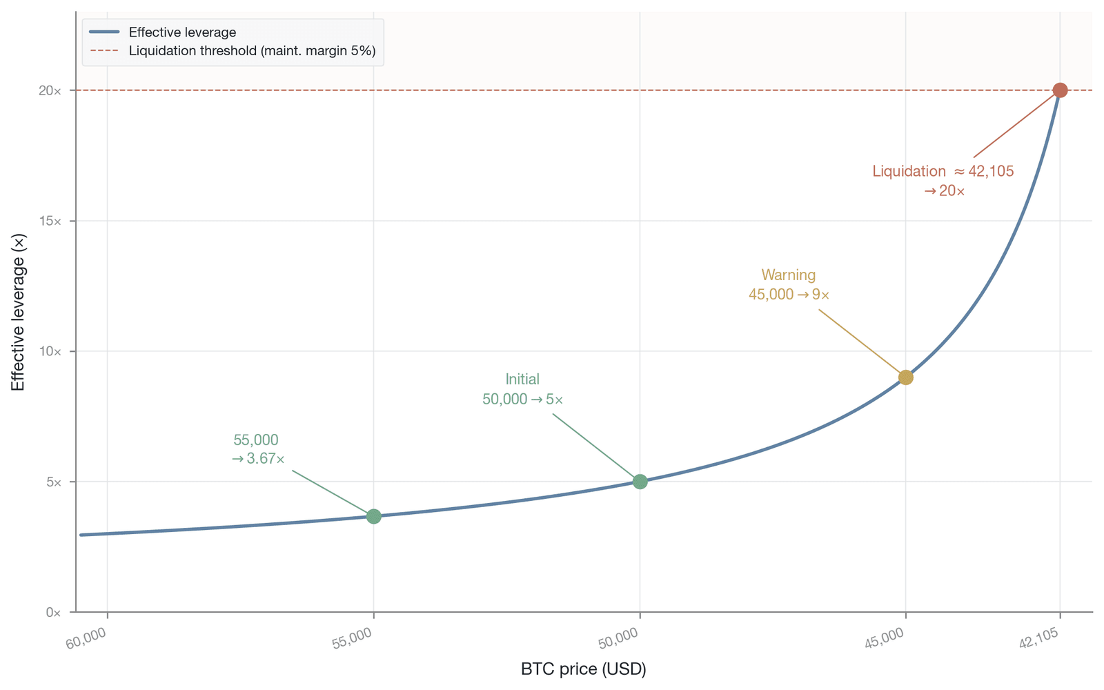 The procyclicality of leverage and the nonlinear rise in liquidation risk (Data source: derivation from a theoretical model)
